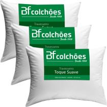Kit 3 Travesseiros Antialérgico de Fibra Macio Lavável 45X65 BF Colchões
