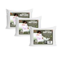 Kit 3 Travesseiros ART200 Percal 100% Algodão c/ Zíper