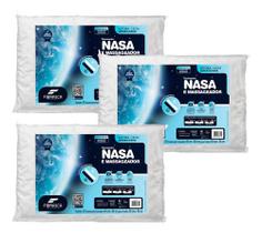 Kit 3 Travesseiros da Fibrasca Nasa e Massageador 11cm