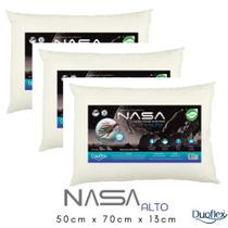 Kit 3 Travesseiros Duoflex NASA-X Alto 50x70x13cm NS3109 Com Espuma Viscoelástica