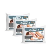Kit 3 Travesseiros Faiber Flex Confort 5 Alto Antialérgico
