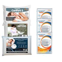 Kit 3 Travesseiros Nasa, ART200 e Confort 5 com 3 Capas