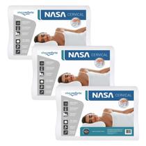 Kit 3 Travesseiros Nasa Cervical Anatômico Ortopédico Capa Impermeável Viva Conforto