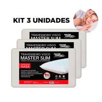 Kit 3 Travesseiros Nasa Master Slim Conforto Viscoelástico