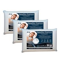 Kit 3 Travesseiros Nasa Premium Faiber Flex Viscoelástico