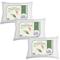Kit 3 Travesseiros Penas 50% e Fibras 50% Com Capa