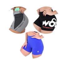 Kit - 3 (três) Shorts Feminino Insanity Fitness Trust + WOD + Five