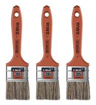 Kit 3 Trincha Pincel Para Pintura Atlas Media 395 2 Polegadas Gris Pintor Parede Tinta Acrílica