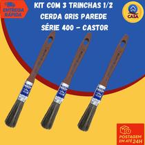 Kit 3 Trinchas Pratica 1/2" Cerda Gris Parede Série 400 - Castor