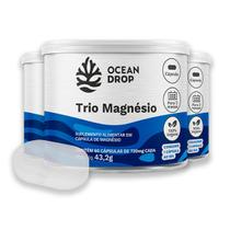 Kit 3 Trio Magnésio Ocean Drop Vegano 60 Cápsulas + Porta Cápsulas Kit 3 Trio Magnésio Ocean Drop Vegano 60 Cápsulas + Porta Cápsulas