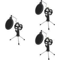 Kit 3 Tripé Com Pop Filter Suporte Pedestal Pequeno De Mesa - Waver