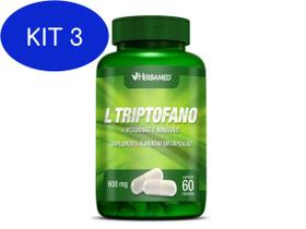 Kit 3 Triptofano + Vitaminas E Minerais 600Mg 60 Cap - - Herbamed