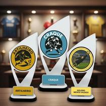 Kit 3 Troféu Acrílico Para Premiação 21cm Campeão De Futebol