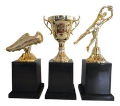 Kit 3 Trofeus Modelos Novos Melhor Disciplinado Campeonato - Brasil Gold