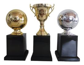 Kit 3 Trofeus Modelos Novos Melhor Disciplinado Campeonato - Brasil Gold