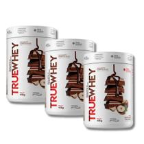 KIT 3 TrueWhey Hidro 418g TrueSource Chocolate com Avelã