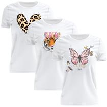 Kit 3 Tshirt Blusa Estampada Feminina Manga Curta Camiseta Camisa Kit 3 Tshirt Blusa Estampada Feminina Manga Curta Camiseta Camisa