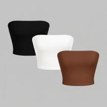 Kit 3 Tube Top Faixa Feminino Cropped sem alça - Arabela