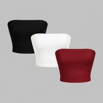 Kit 3 Tube Top Faixa Feminino Cropped sem alça Kit 3 Tube Top Faixa Feminino Cropped sem alça