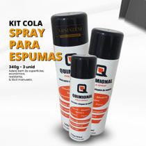 Kit 3 Tubos De Cola Spray Para Espuma Acústica 340g - Quimional