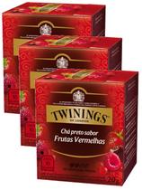 kit 3 TWININGS OF LONDON CHÁ PRETO COM FRUTAS VERMELHAS 20G