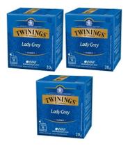 Kit 3 twinings of london sabor lady grey 20g - 10 saquinhos