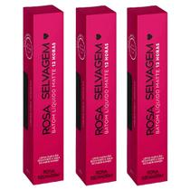 Kit 3 un Batom Liquido Matte Rosa Selvagem 4,5ml Vermelho