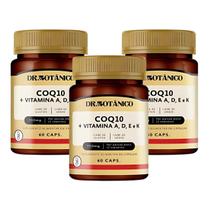 Kit 3 un - coenzima q10 + vitaminas - a d e k2 - 500mg dr botanico