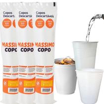 Kit 3 Un. Copo Descartável 200Ml Branco Água Massimo 300M