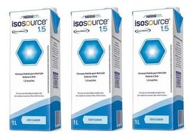 Kit 3 Un Isosource 1.5 1000ml - Nestlé Sabor Baunilha