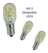 Kit 3 un Lampada E14 15w 127v Para Fogao Geladeira Microondas e Lustres