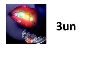 Kit 3 un Luz piscante p/ boca peça brilhante festa rave tik tok carnaval