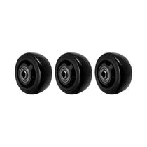 Kit 3 un roda pvc preto 3 pol 80kg p/ rodízio