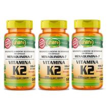 Kit 3 Un Vitamina K2 Mk7 Menaquinona 180 Caps Vegano Unilife