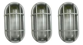 Kit 3 Und Arandela Luminária De Jardim Branca C Grade Opl Branco