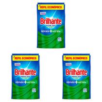 Kit 3 Und Detergente Brilhante Líquido Refil Higiene Total 900ml