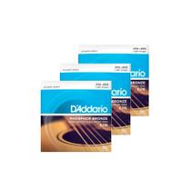 Kit 3 UND Enc. Violão D'addario EJ16 .012 Aço P. Bronze