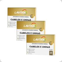 Kit 3 Und Lavitan Cabelos Unhas Suplemento Alimentar 60 Cap.