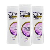 Kit 3 Und Shampoo Clear Anticaspa Hidratação Intensa Women 400ml