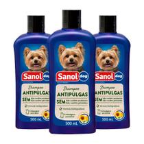 Kit 3 Und Shampoo Sanol Antipulga Dog 500ml - Sanol Dog