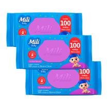 Kit 3 und Toalhinha Umedecida Mili Baby C/100