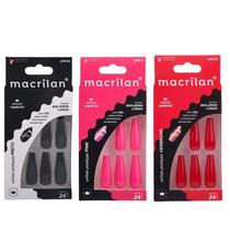 Kit 3 Unha Postiça Bailarina Longa UP410 411 412 - Macrilan