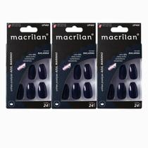 Kit 3 Unhas Postiças Bailarina Azul Marinho UP402 - Macrilan