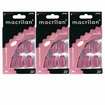 Kit 3 Unhas Postiças Bailarina Rose UP407 - Macrilan