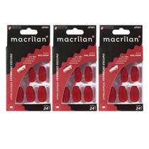 Kit 3 Unhas Postiças Bailarina Vermelho Escuro UP401 - Macrilan