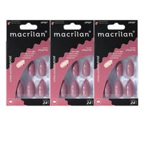 Kit 3 Unhas Postiças Stiletto Rose UP507 - Macrilan Kit 3 Unhas Postiças Stiletto Rose UP507 - Macrilan