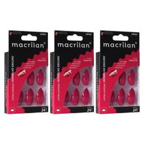 Kit 3 Unhas Postiças Stiletto Vermelho Escuro UP501 - Macrilan