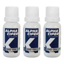 Kit 3 Uni Alpha Ciper 30ml Carrapato Pulga Piolho Sarna