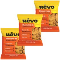 Kit 3 unid biscoito proteico uevo 50g amendoim - biscuêvo Kit 3 unid biscoito proteico uevo 50g amendoim - biscuêvo