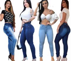 Kit 3 Unid Calça Jeans Lycra Feminina Destroyed e Lisa